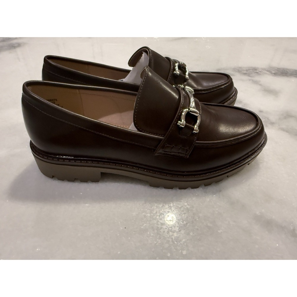 Journee Collection Bit Loafers Womens 7.5 Brown Silver Horsebit Lug Sole Shoes - Picture 2 of 7